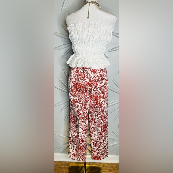 Ann Taylor Factory NWT off white & brick red cropped legged pants waist 32” - Picture 4 of 8